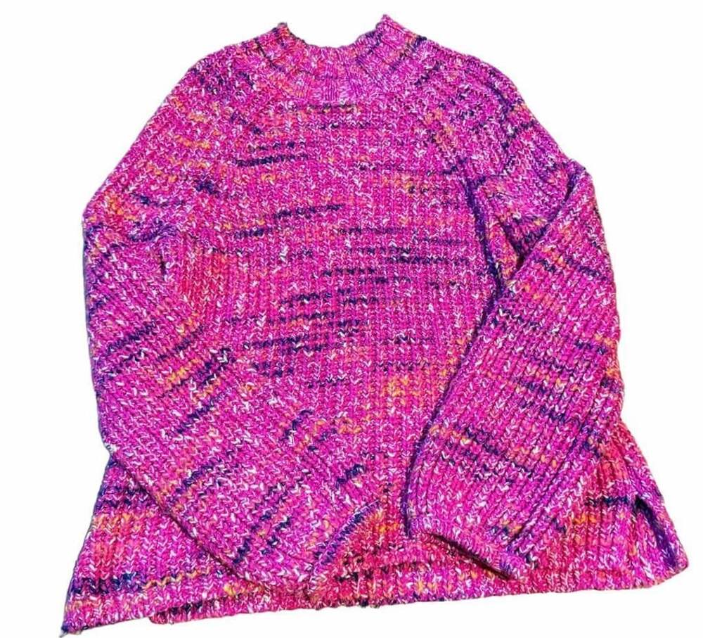Gap Chunky Knit Sweater Size M Pink Space Dye Cotton Blend